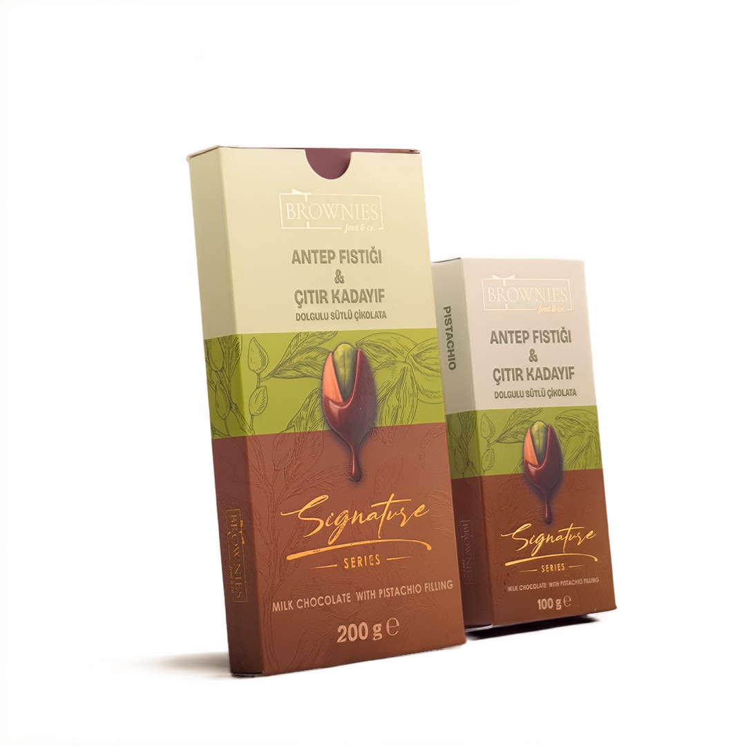 Ürün Görseli - Signature Antep Fıstığı & Çıtır Kadayıf Dolgulu Sütlü Çikolata Tablet 2 Adet 100 gr