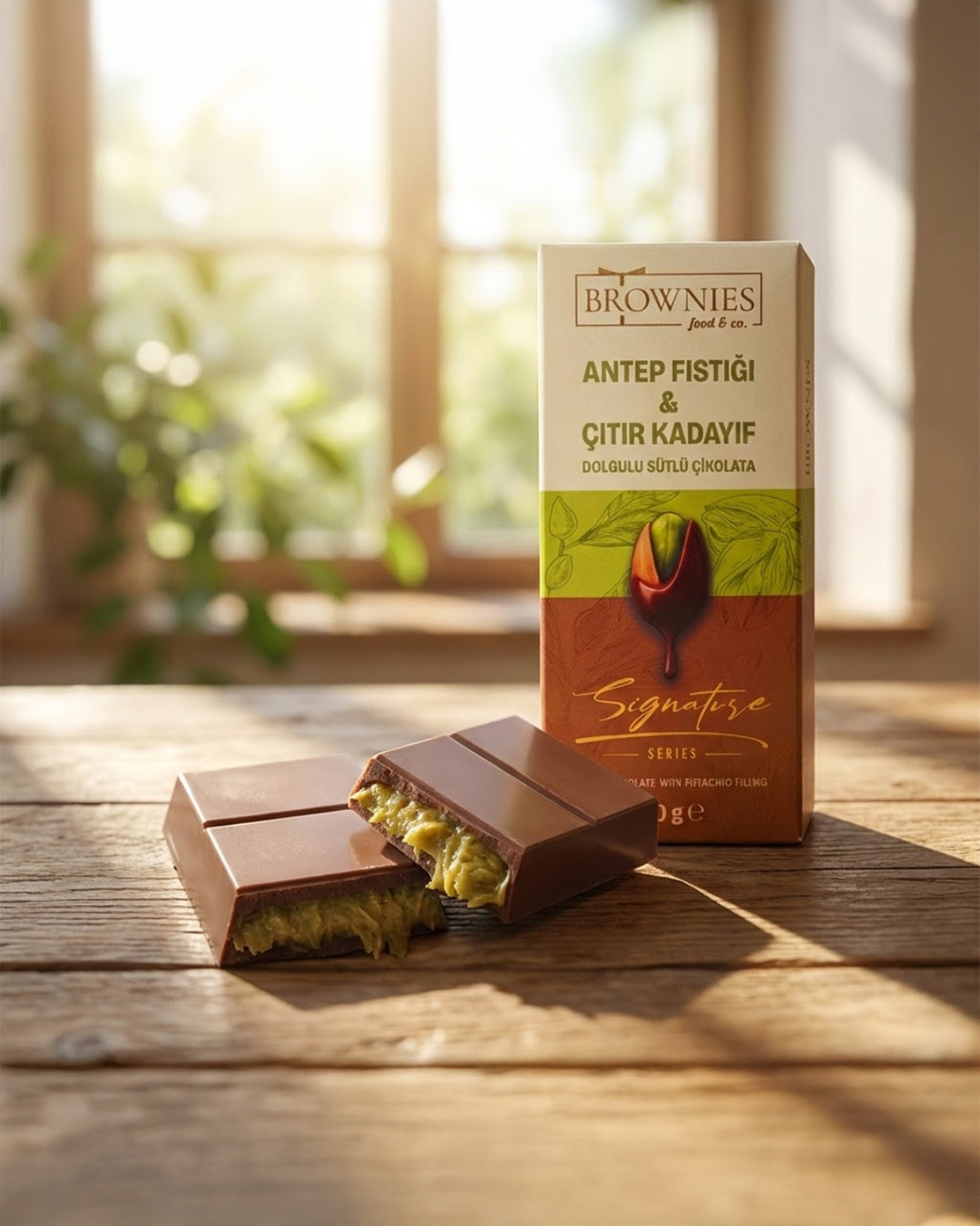 Signature Antep Fıstığı & Çıtır Kadayıf Dolgulu Sütlü Çikolata Tablet 2 Adet 100 gr